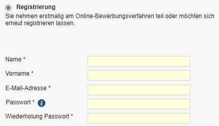 Registrierungsfeld
