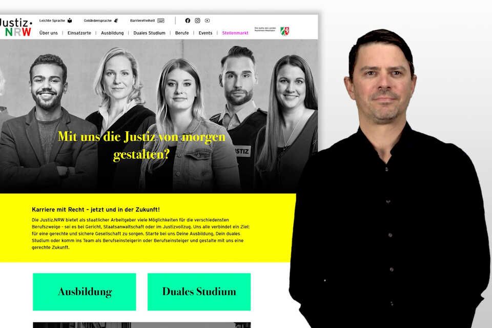 Mann erklärt die Internetseite