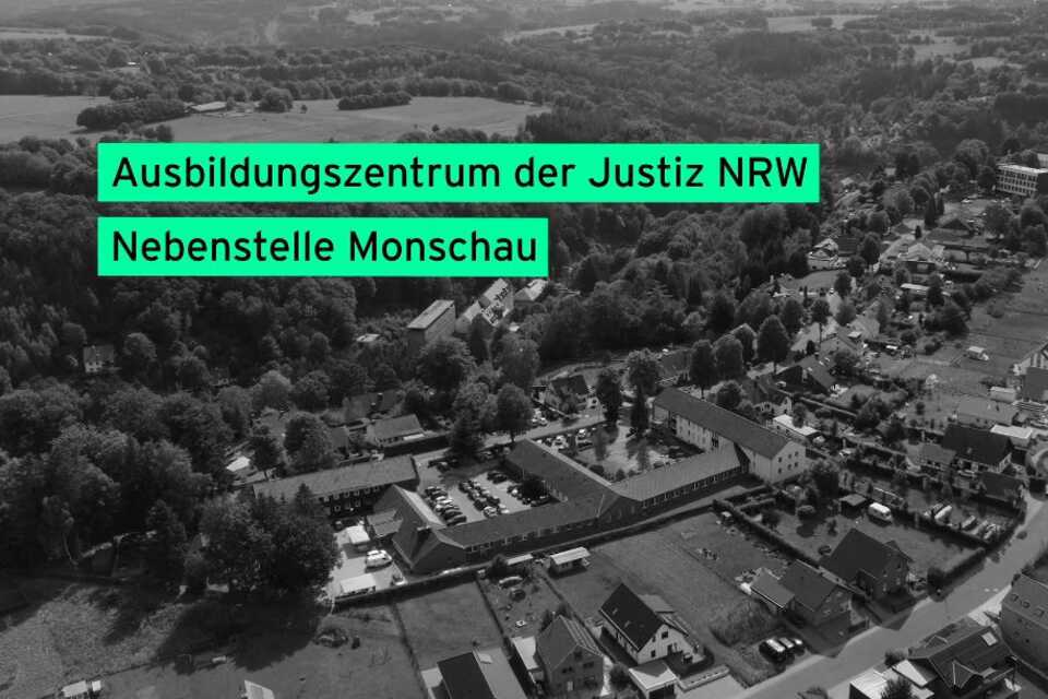 Das Bild zeigt das Ausbildungszentrum der Justiz NRW in Monschau aus der Luft.